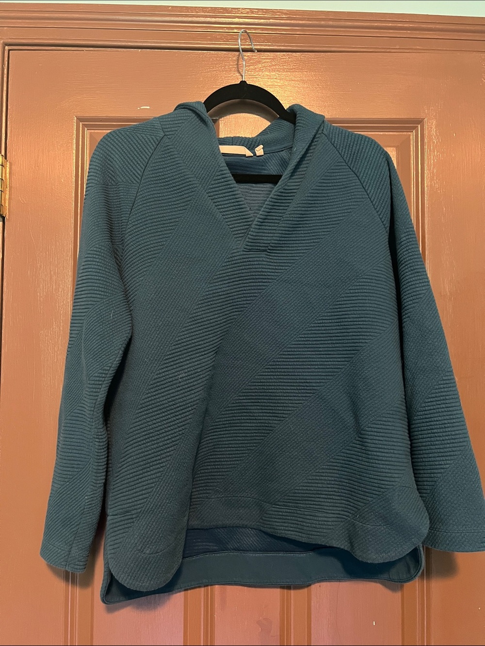 Soft surroundings Women's Teal shawl collar Textured Pullover Sweater M